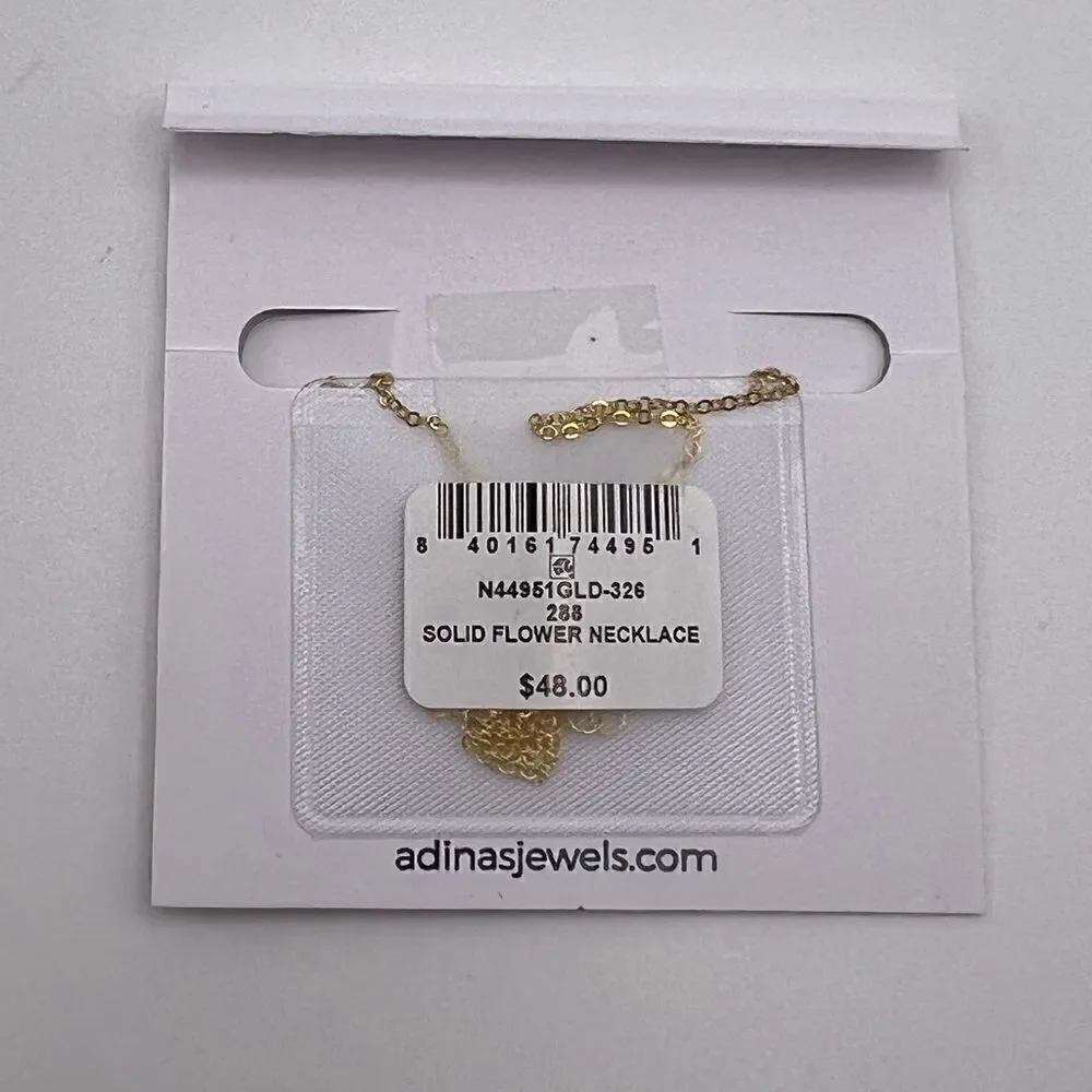 Adinas Jewels Gold-Plated Sterling Silver Solid Flower Pendant Necklace New